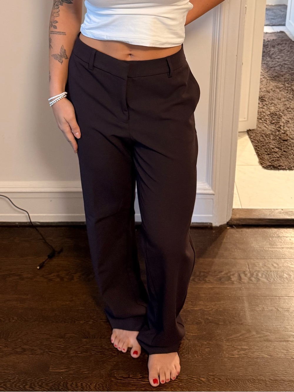 Women's High-Rise Straight Leg Pants - Brown